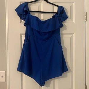 Royal blue, shine star romper medium.